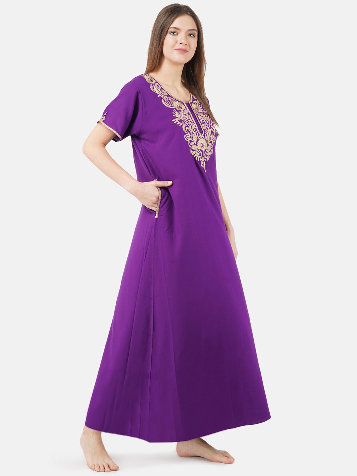 KOI SLEEPWEAR Purple Embroidered Nighty