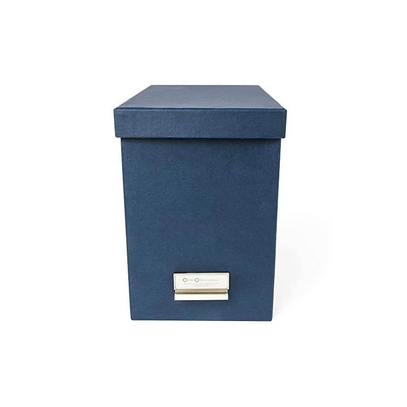 John Fiberboard Label Frame Desktop File Storage Box, 10.2 x 7 x 13 in, Blue