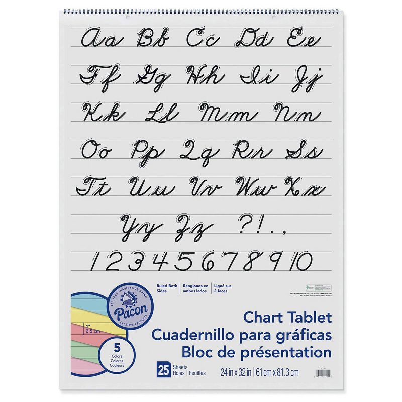 2pk 24" x 32" Colored Paper Ruled Chart Tablet Cursive Cover - Pacon