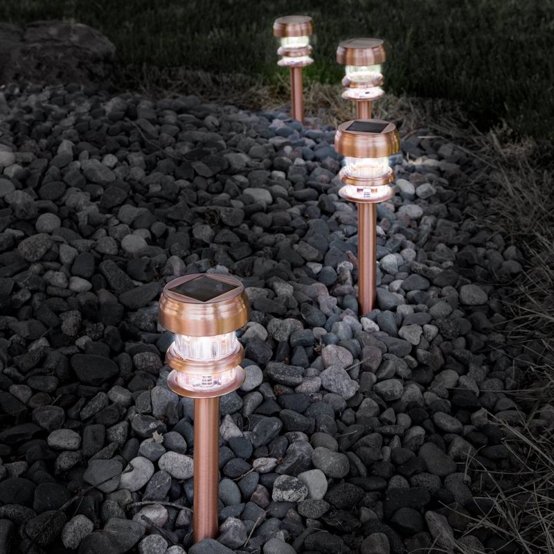 Pure Garden Copper Solar Powered LED Path Lights - Set of 4