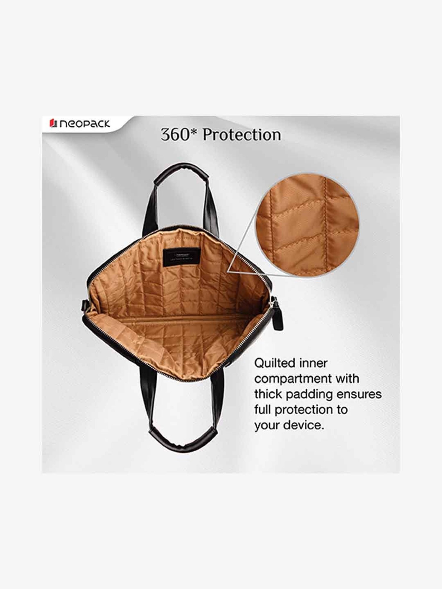 Neopack Leather Sleeve Laptop Bag for 15 Inch Laptops & 16 Inch Macbooks (Black)