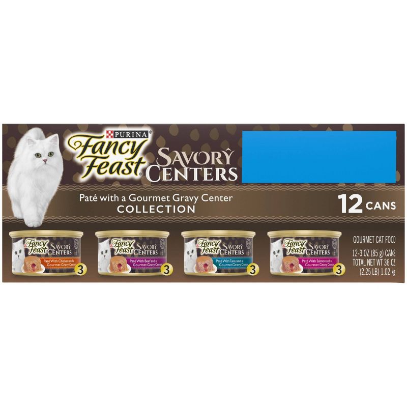Purina Fancy Feast Savory Centers Paté Collection Gourmet Wet Cat Food - 3oz/12ct Variety Pack