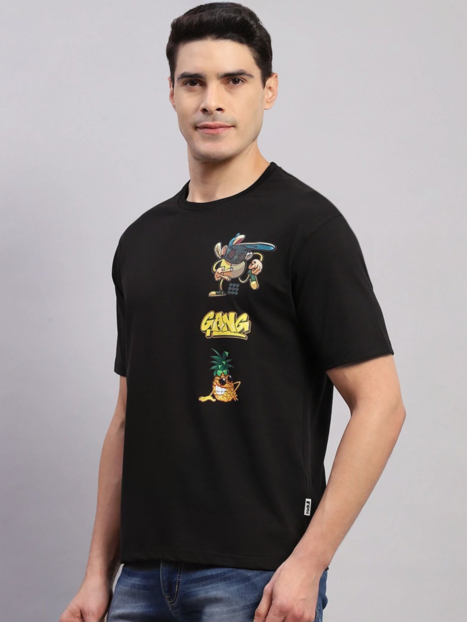 Rock.It Black Regular Fit Printed T-Shirt