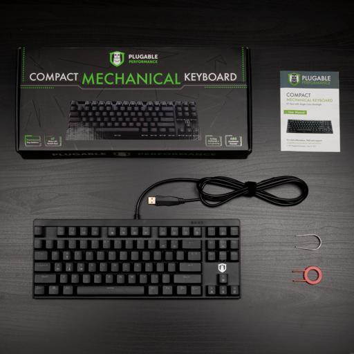 Plugable Compact TKL 87-Key Mechanical Keyboard with Red Linear Switches