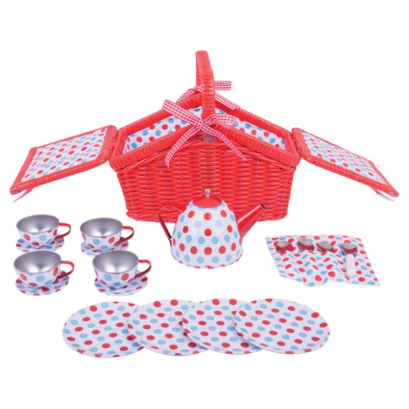 Bigjigs Toys Tin Tea Set and Basket Role Play Toy
