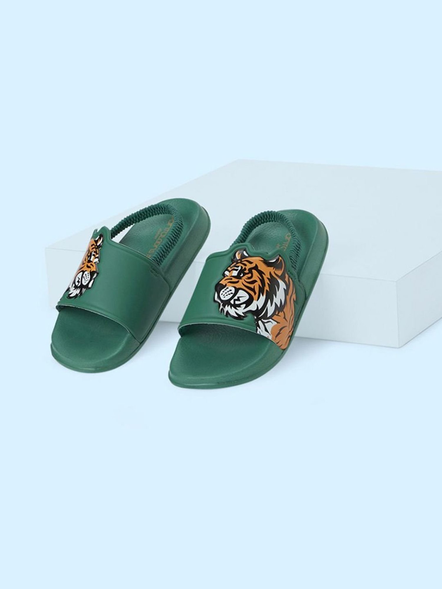 Pantaloons Junior Green & Orange Back Strap Sandals