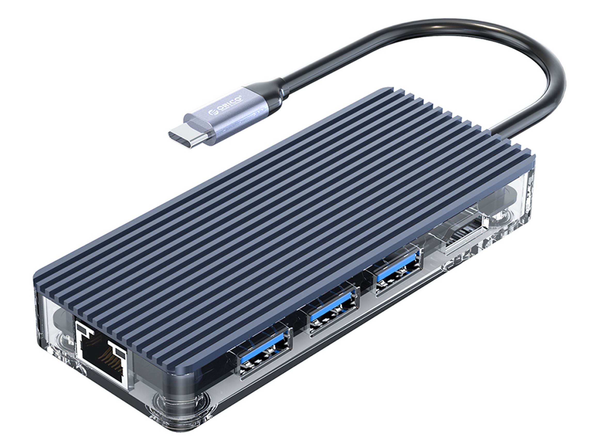 ORICO 8-in-1 USB Type C to 4K HDMI Adapter Docking Station, 3 USB 3.0 Ports,1x 1000M RJ45 Ethernet, 1x 4K HDMI and SD/ Micro SD Card Reader Combo, with Power Delivery for Charging Up to 5Gbps,Plug and