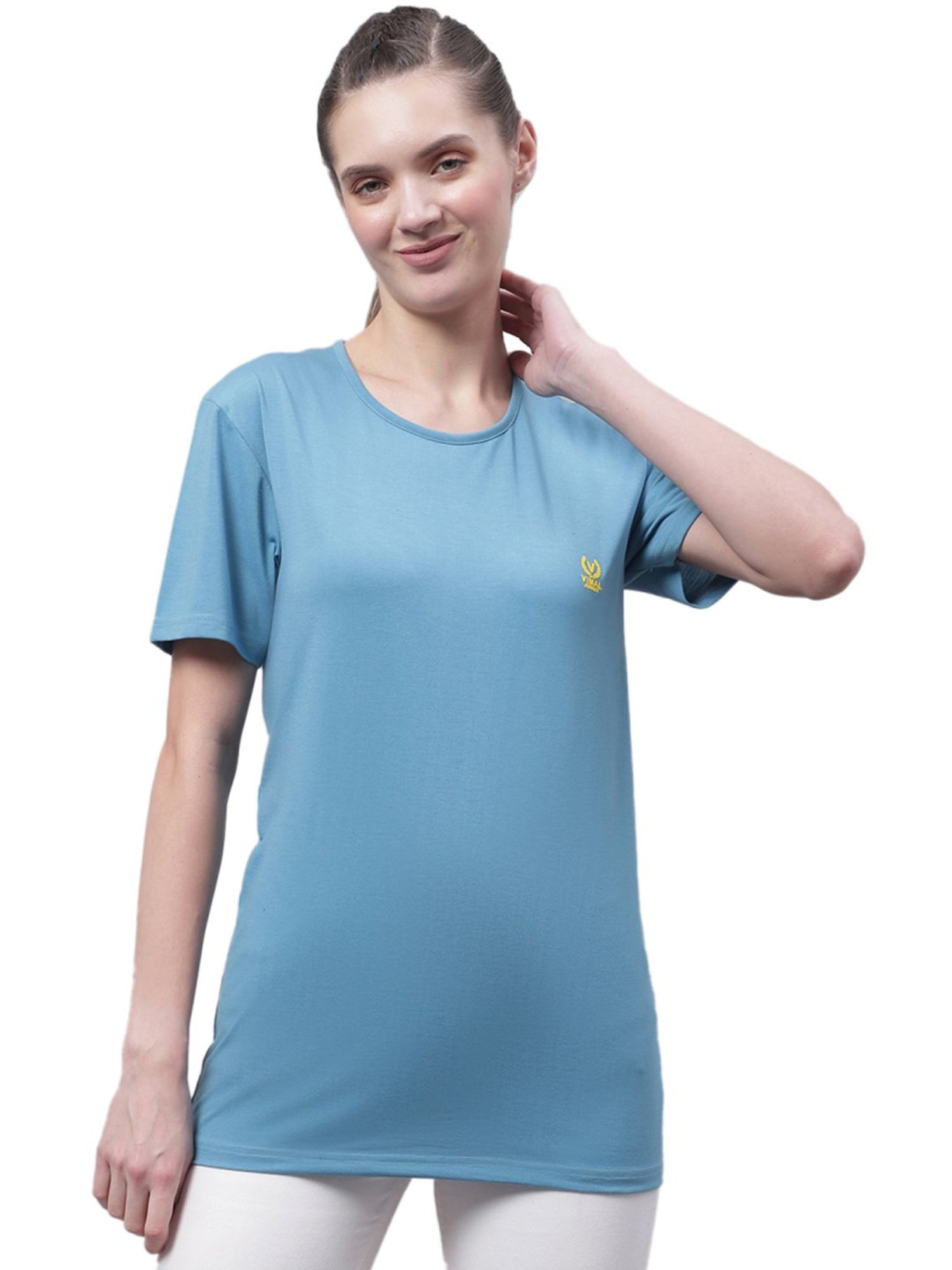 Vimal Jonney Sky Blue Cotton Logo T-Shirt - Pack Of 2