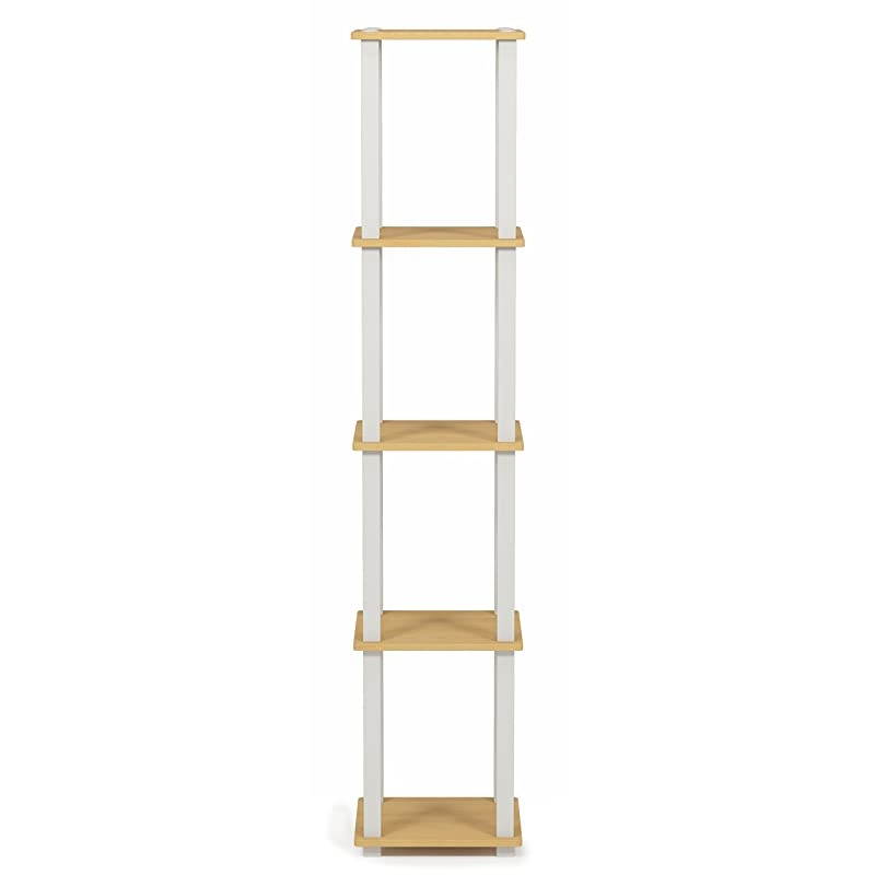 TurnSTube 5Tier Corner Square Rack Display Shelf BeechWhite