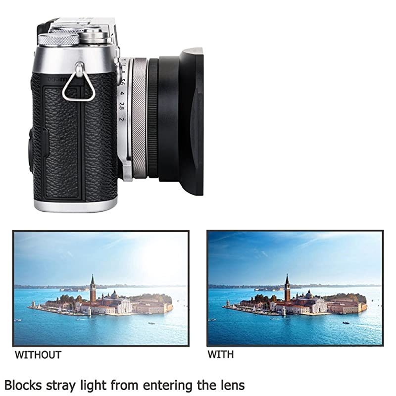 Camera Lens Hood  Lens Shade Set for Fuji Fujifilm X100V X100F X100T X100S X100 X70 Replaces Fujifilm LH-X100 AR-X100 Hood with a Hood Cap & Adapter Ring -Black