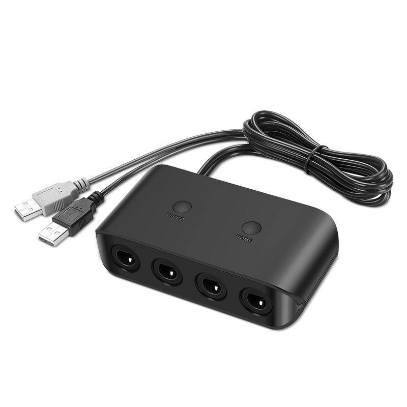 Wii U GameCube Controller Adapter 4 Ports Converter Connection Compatible with Nintendo Wii U Super Smash Bros Brawl and Dolphin PC Windows USB Black