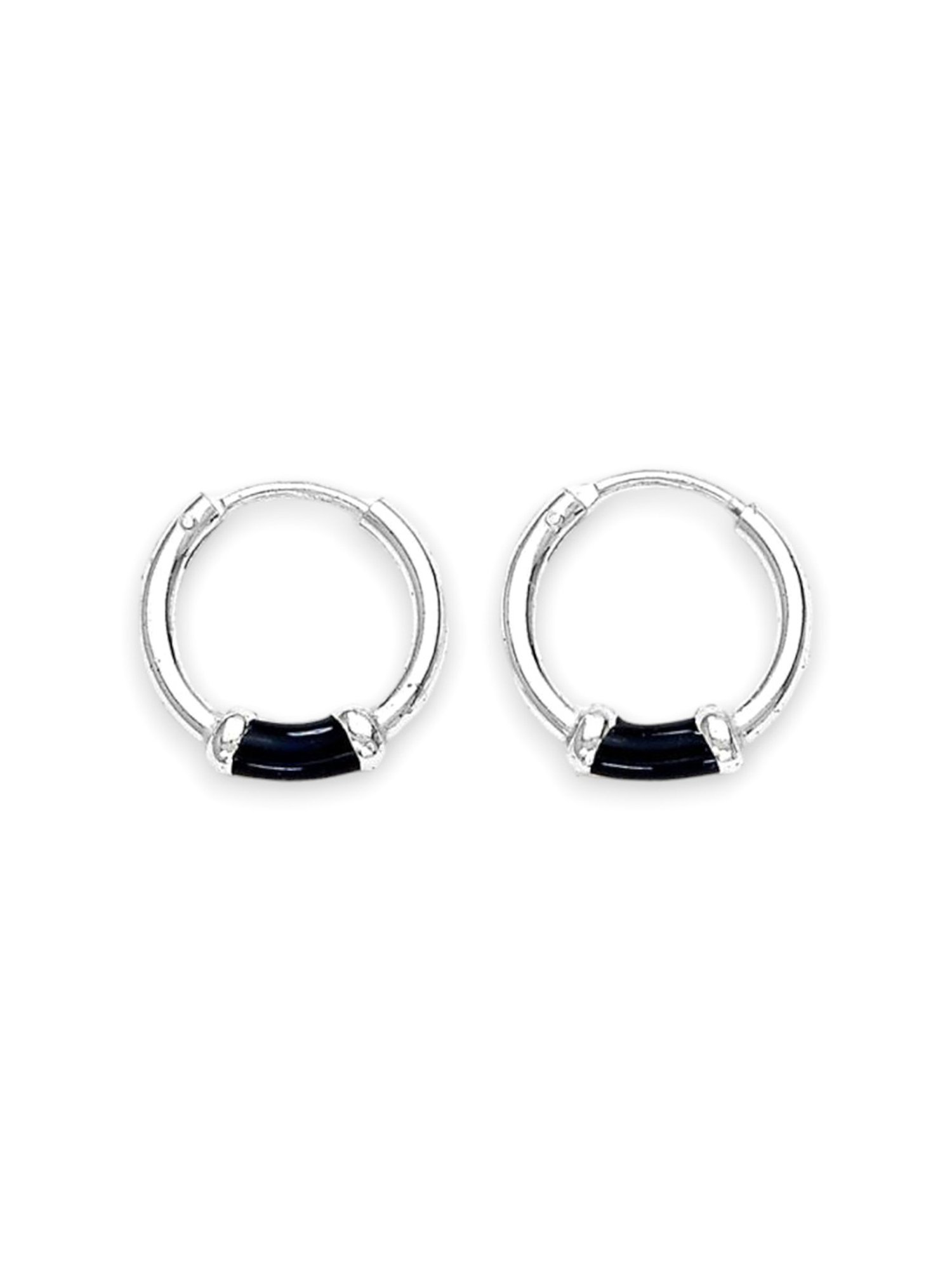 Taraash 92.5 Sterling Silver Blue Enamel Hoop Earring