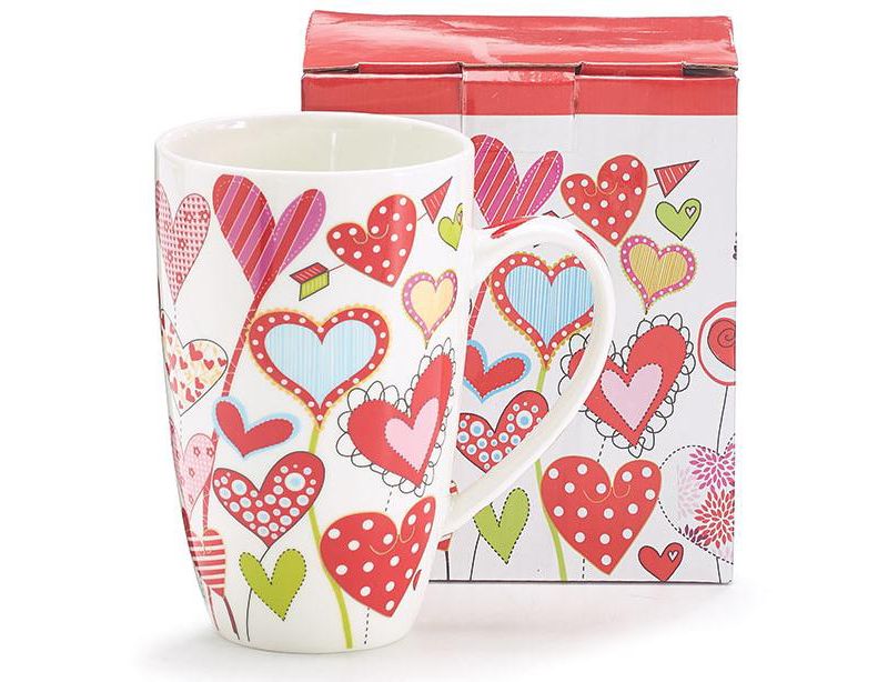 Tabletop 5.0" Multi Heart Mug Valentines Coffee Tea Hot Cocoa Burton & Burton  -  Drinkware