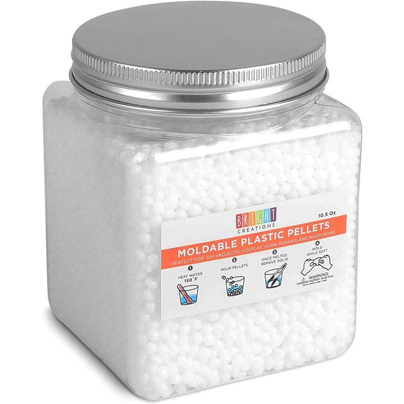 Bright Creations Meltable Thermoplastic Beads, White Pellets for Arts and Crafts (10.5 oz)
