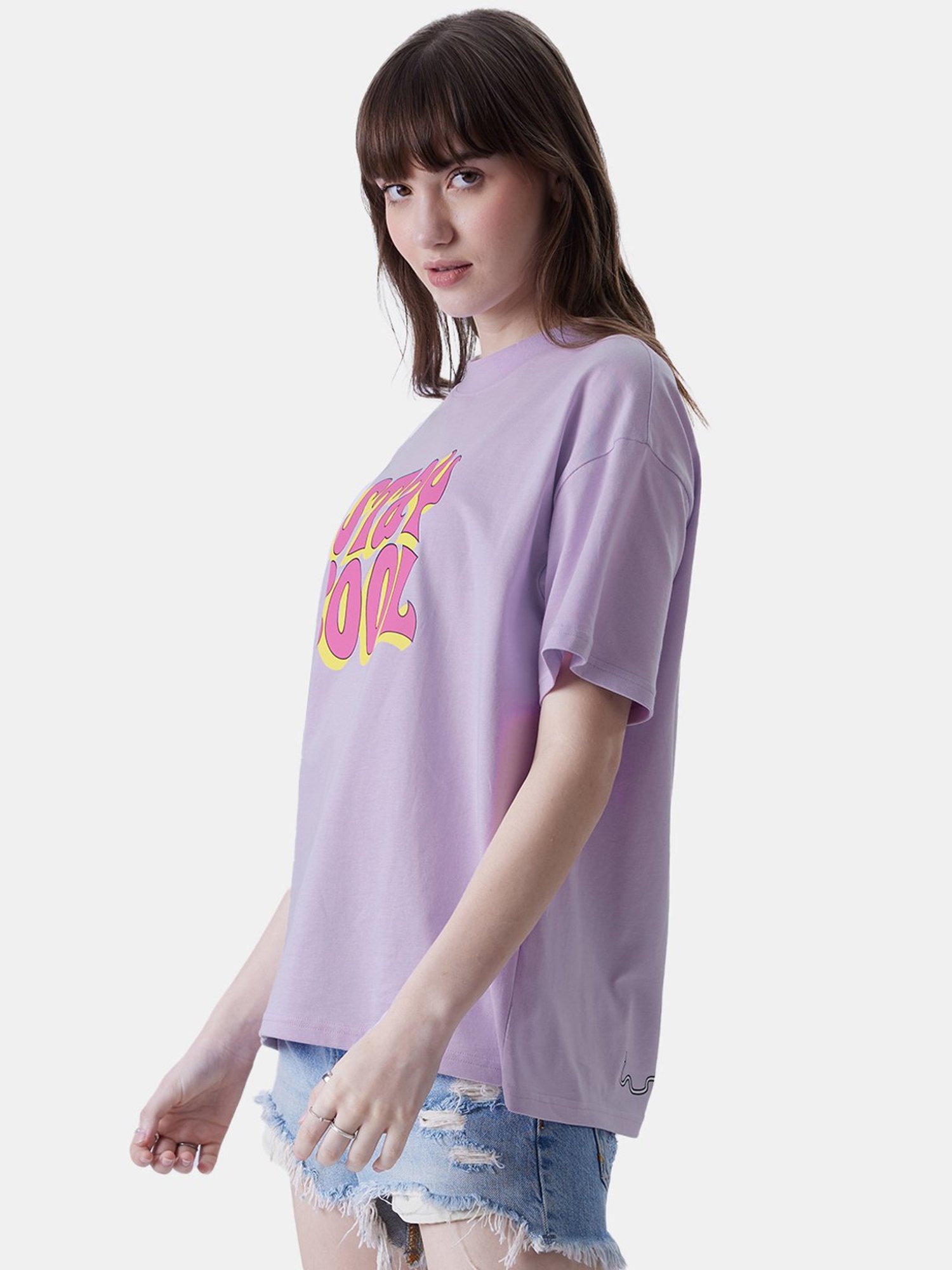 The Souled Store Purple Cotton Printed T-Shirt