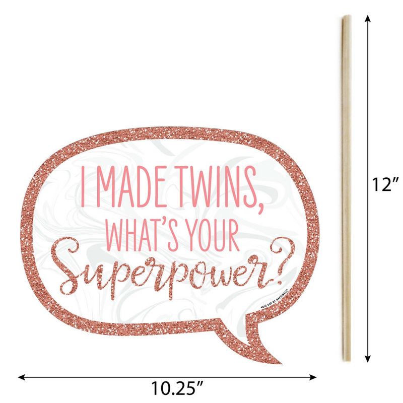 Big Dot of Happiness Funny It's Twin Girls - Pink and Rose Gold Twins Baby Shower Photo Booth Props Kit - 10 Piece