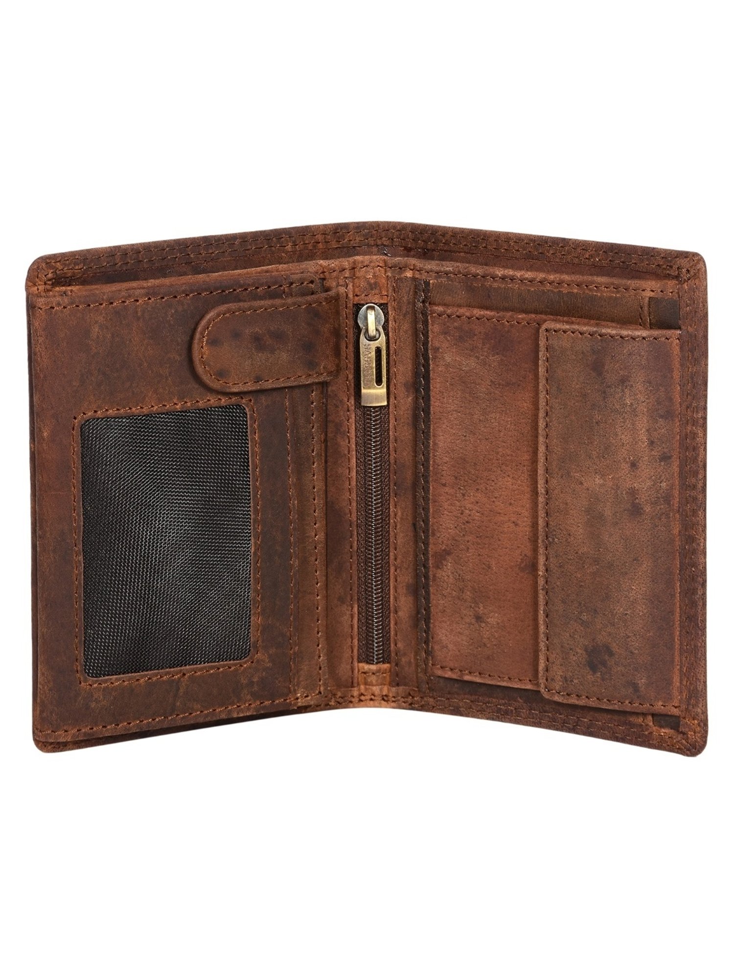 SASSORA ARLO Brown Leather Textured Bi-Fold Wallet