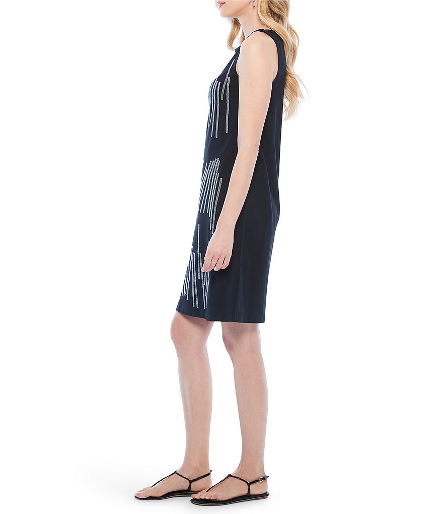 NIC + ZOE Underline Sleeveless Boatneck Stretch Pullover Dress
