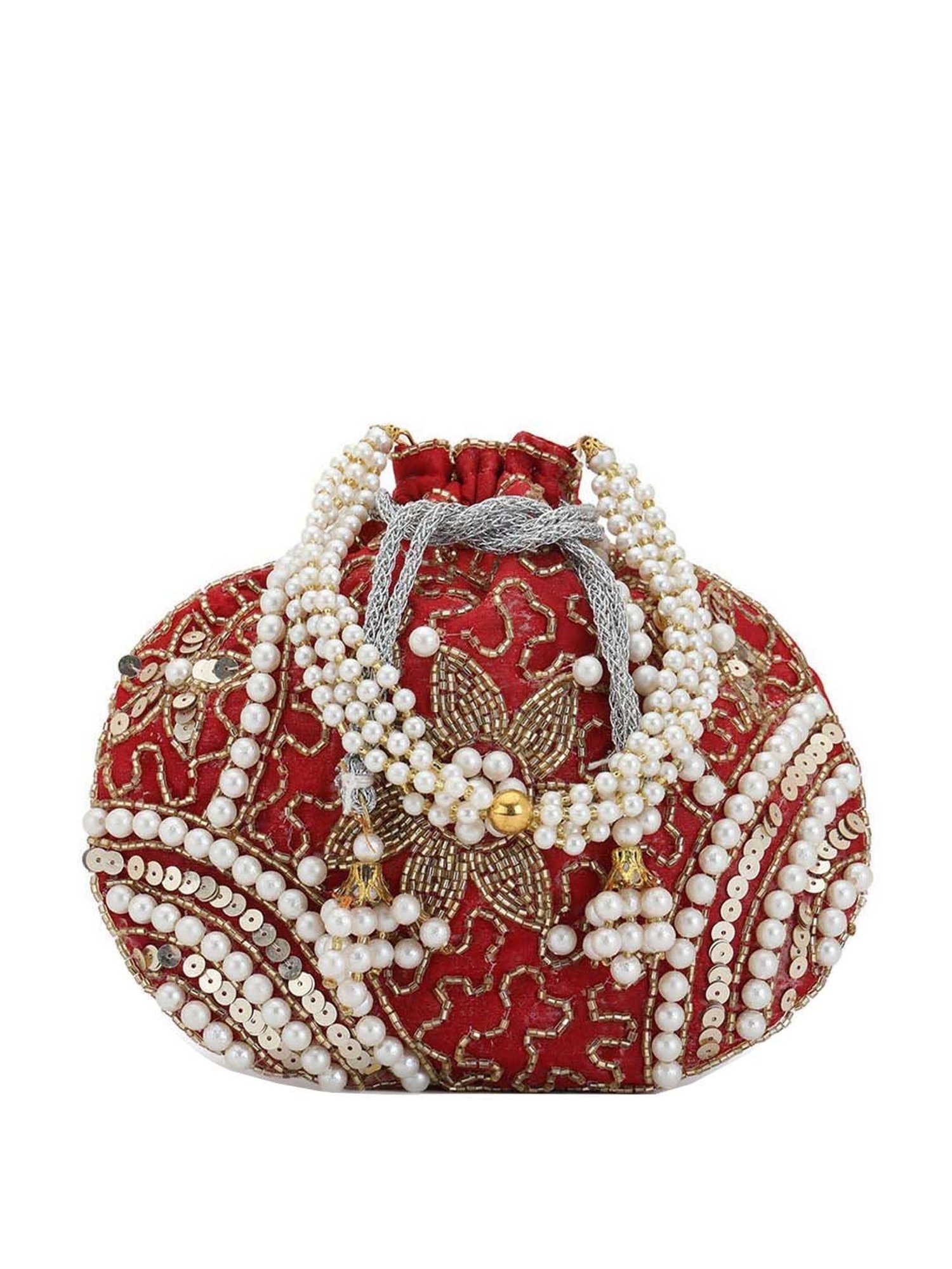Gaurapakhi Red Embellished Potli
