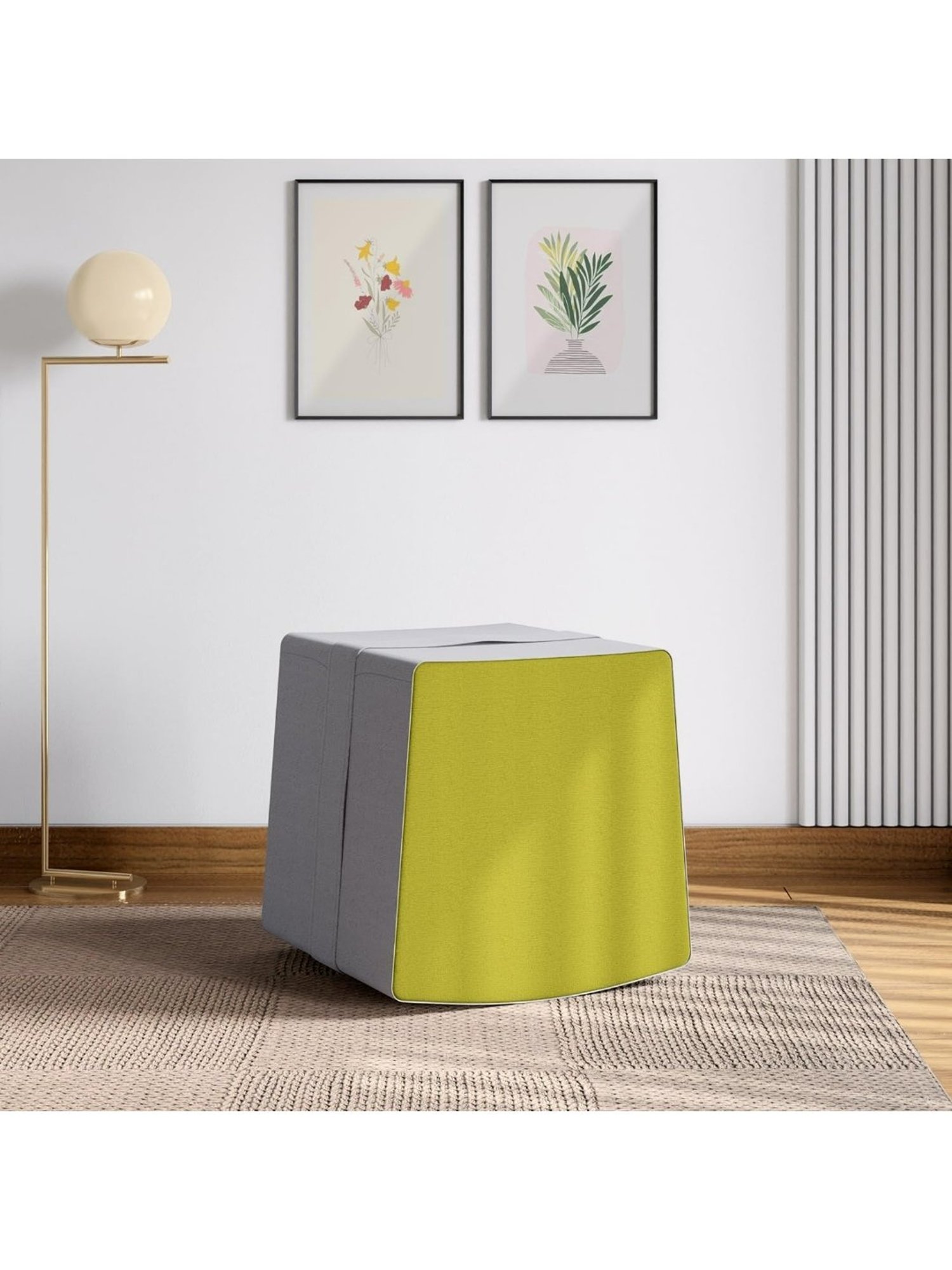 Godrej Interio Cradle ?Citron Green Foam Pouf (1 Year Warranty)