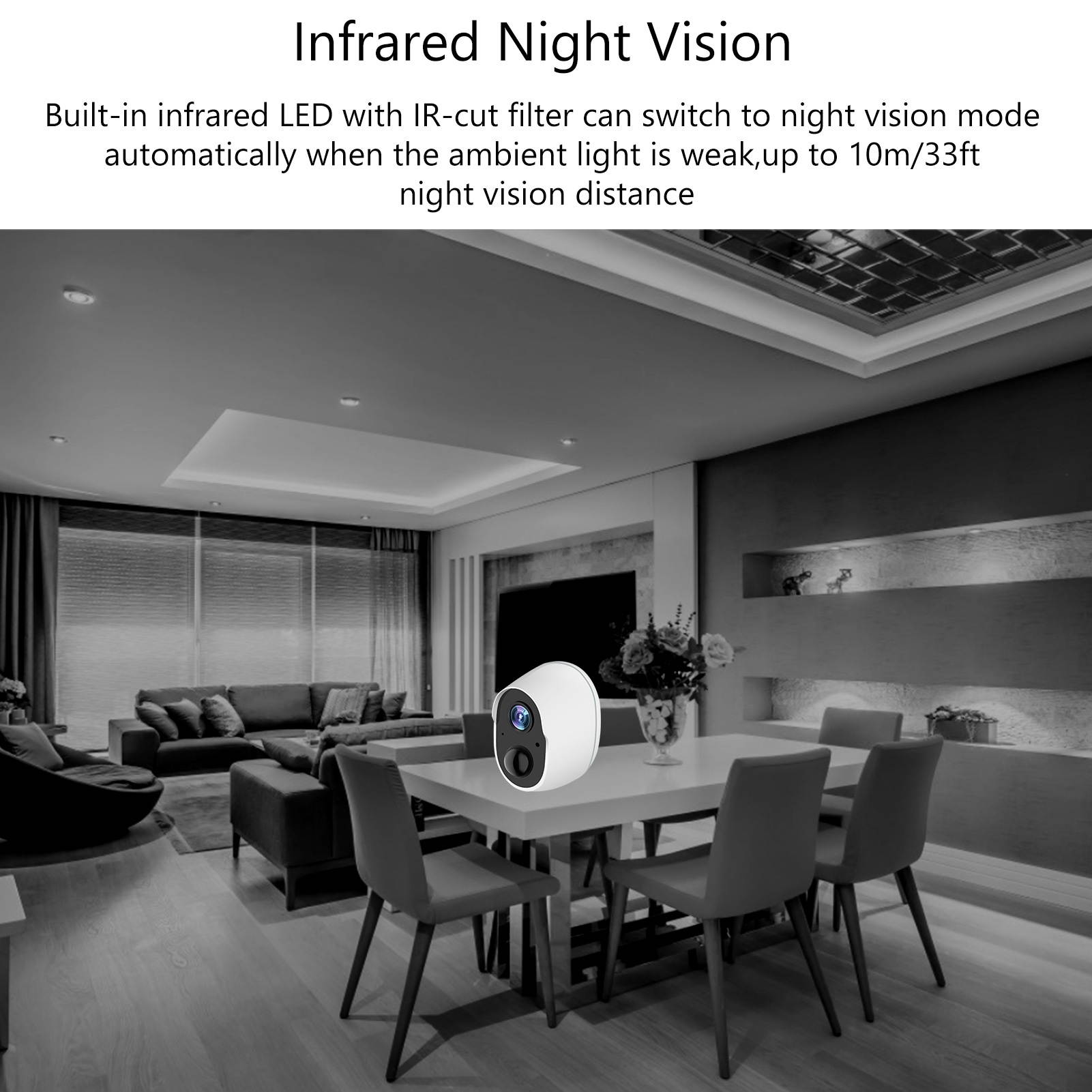 Rechargeable Battery Security Camera 2.4G WiFi Wireless 1080P Home Surveillance Camera Outdoor with 2-Way Audio/Night Vision/Motion Detection/IP66 Waterproof with 2pcs Battery