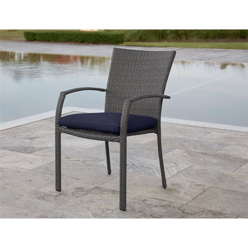 6pk Lakewood Ranch Steel and Wicker Patio Dining Chairs Gray/Blue - Room & Joy
