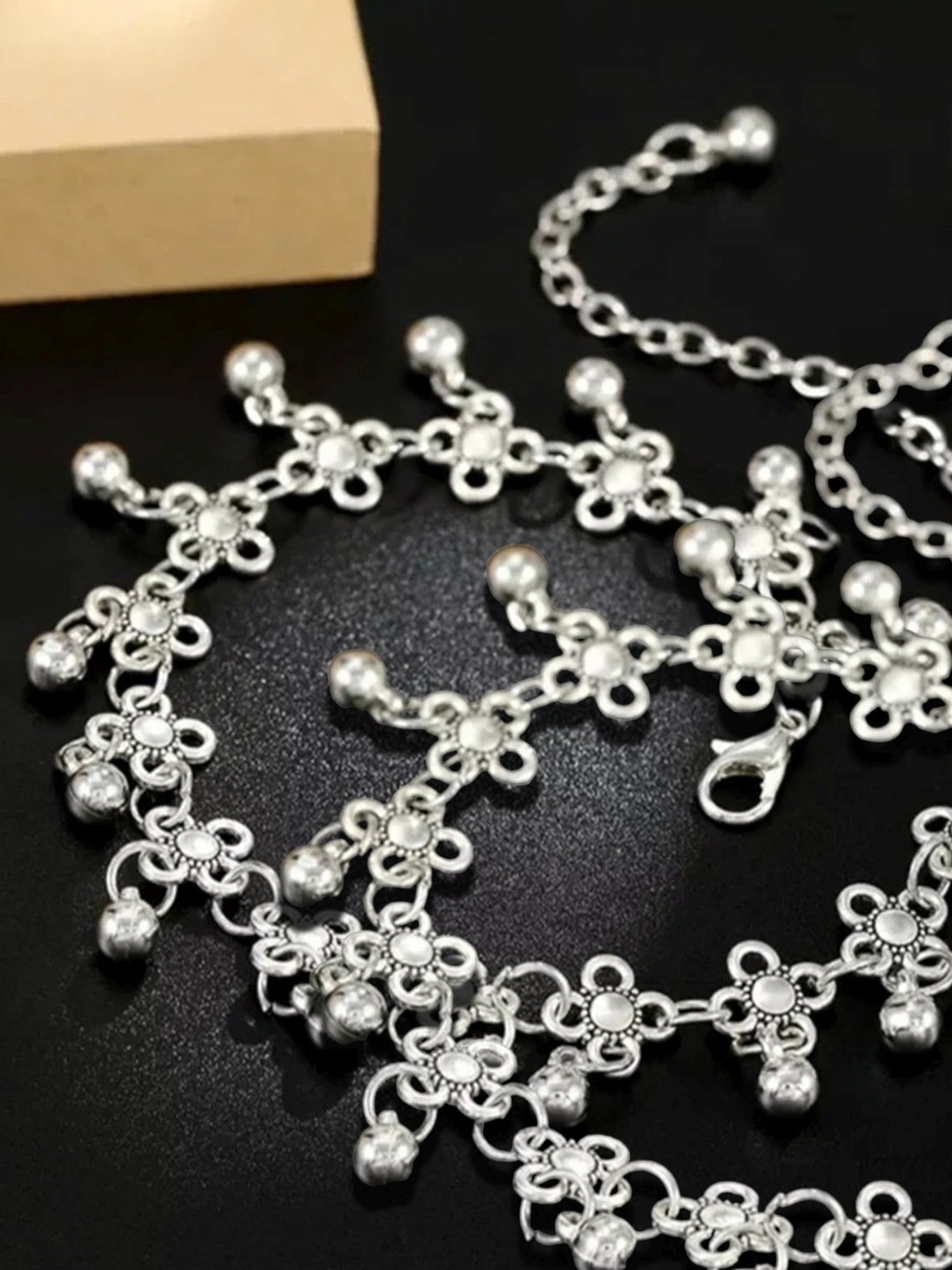 Oomph Oxidized Silver Bohemian Fashion Anklets - Pair of 1