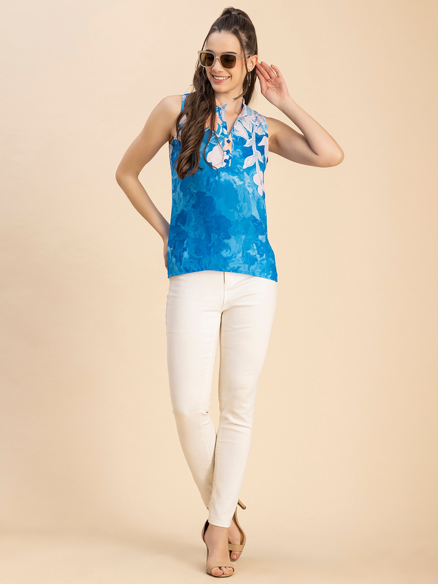 Moomaya Blue Printed Top