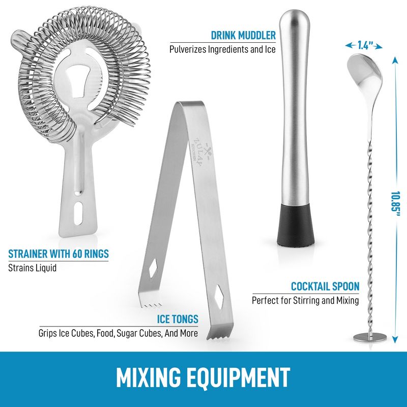 Zulay Kitchen 24-Piece Stainless Steel Bartender Set Kit