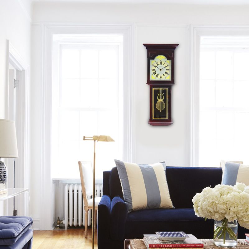 Bedford Clock Collection Redwood 23 Inch Redwood Oak Finish Wall Clock