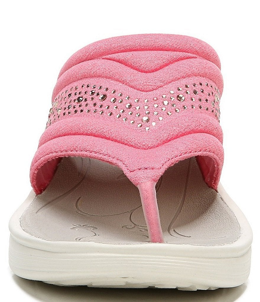 Bzees Dazzle Me Rhinestone Embellished Washable Slip-On Thong Sandals