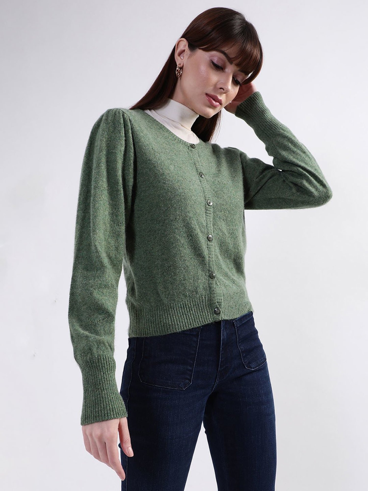 Rooted Green Wool Cardigan