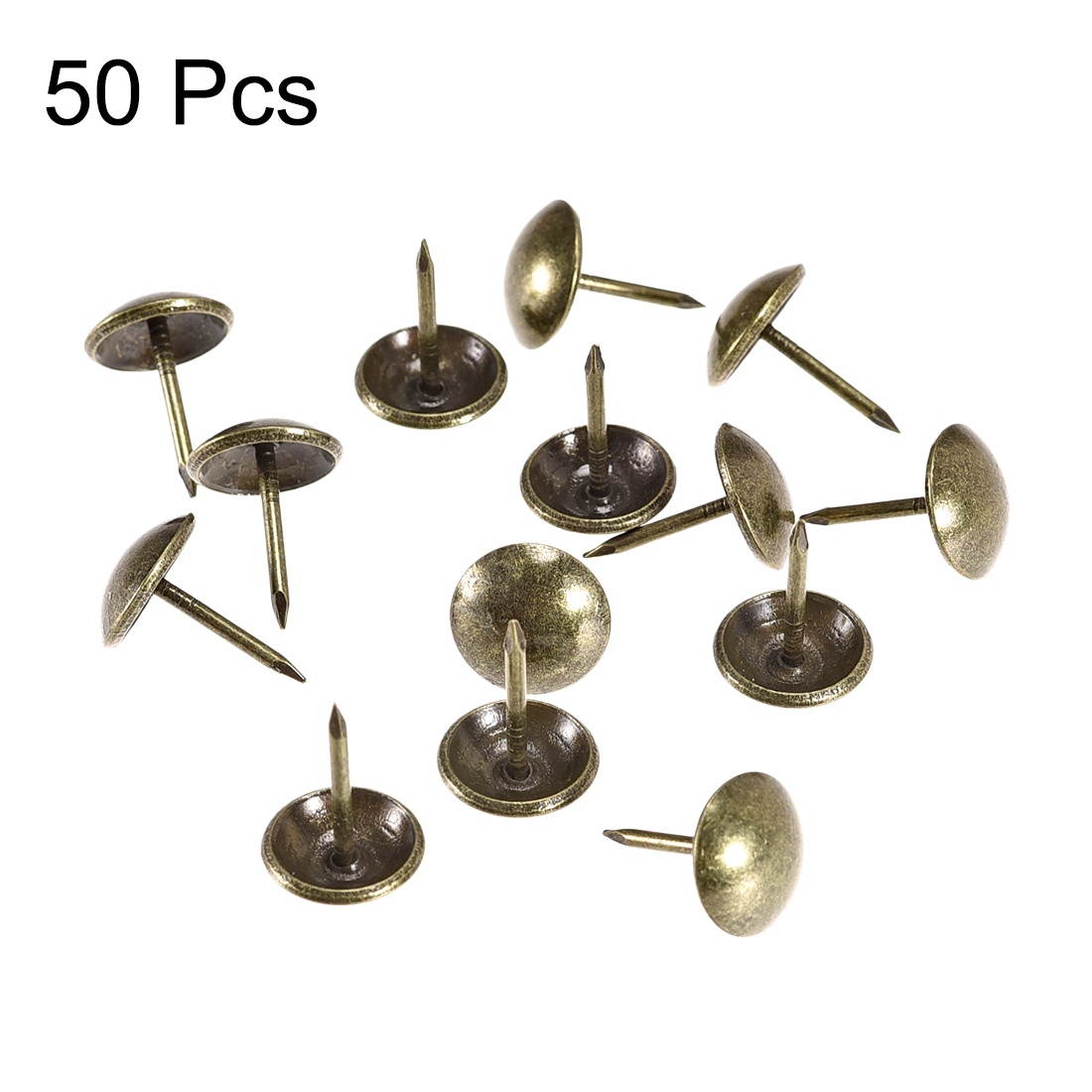 Upholstery Nails Tacks 12mm Dia 17mm Height Antique Round Thumb Push Pins Bronze Tone 50 Pcs