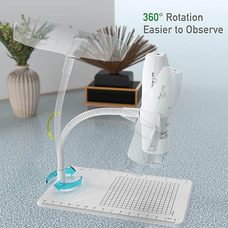 Wireless Digital Microscope  1080P 50X to 1000X Magnification Microscopy with 8 LED USB Handheld Camera with Light Compatible for iPhone Android iPad Windows MacWhite