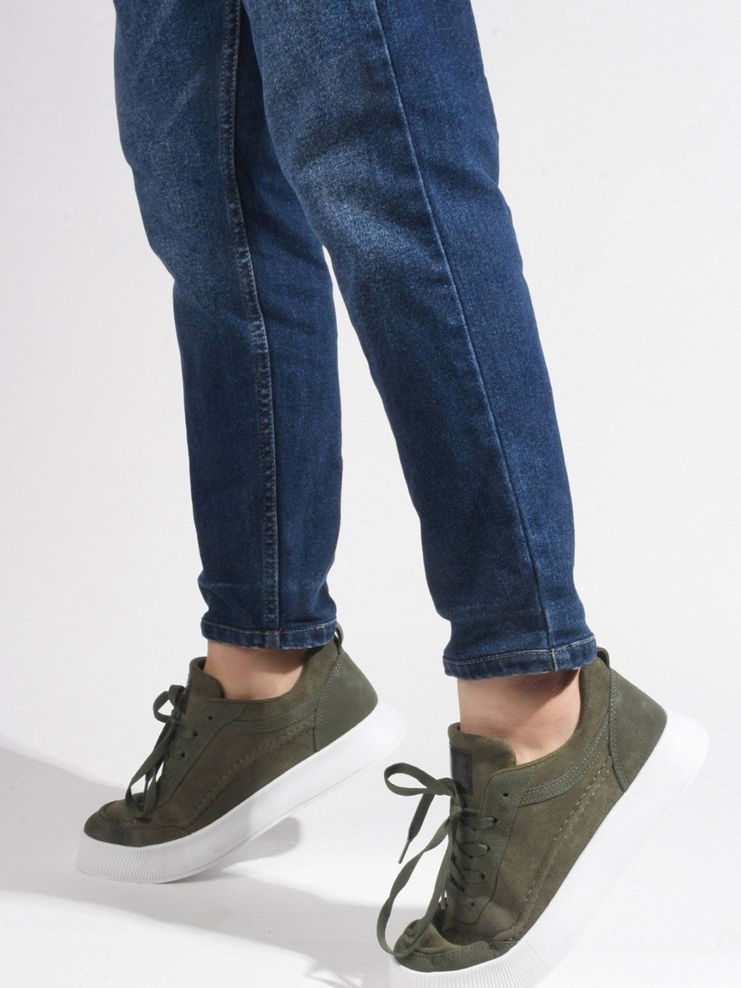 The White Pole Men's Green Casual Sneakers