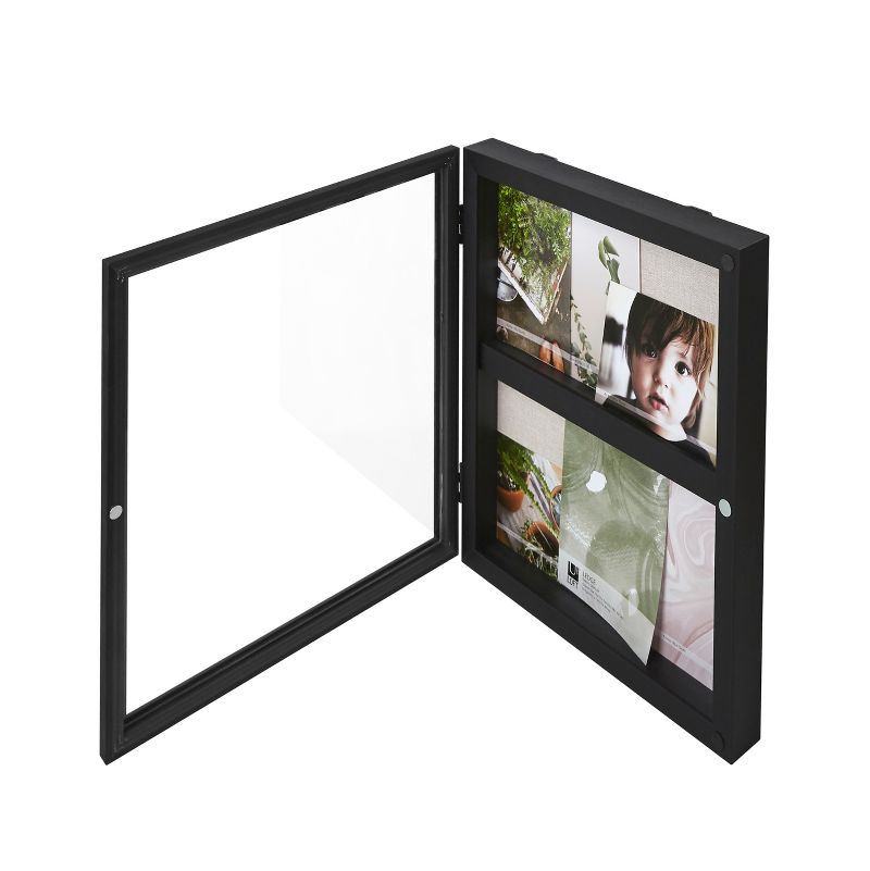 13" x 15" Ledge Portrait Photo Display with Real Linen Backer Black - Loft By Umbra