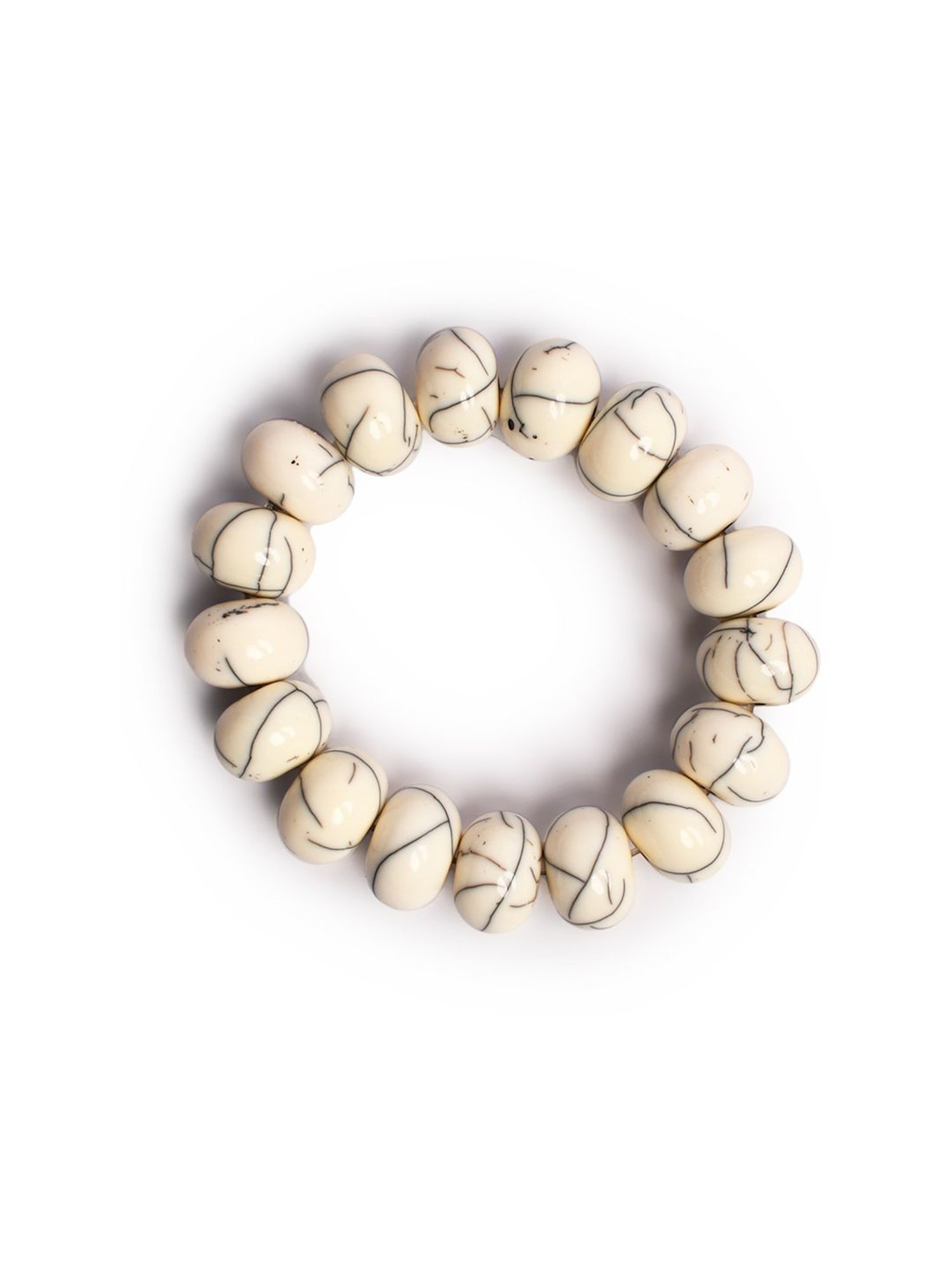 IMLI STREET White Artificial Beaded Stretchable Bracelet for Women