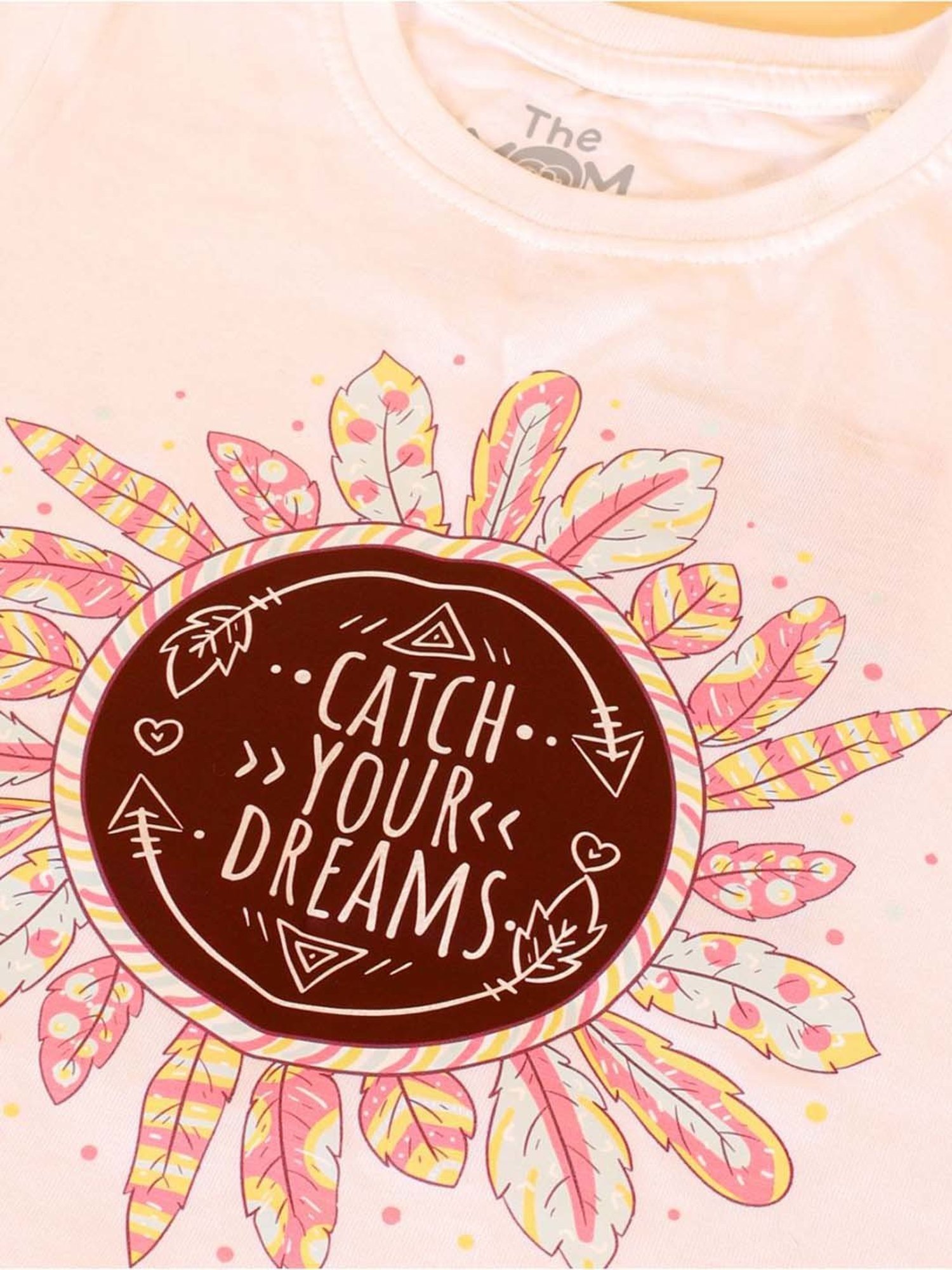 The Mom Store Kids White & Maroon Cotton Printed Top Set