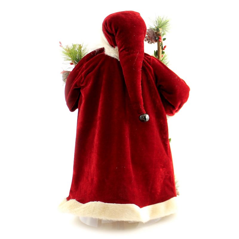 Tree Topper Finial 18.0" Santa Wtih Cardnial Tree Topper Birds Nest Staff  -  Tree Toppers