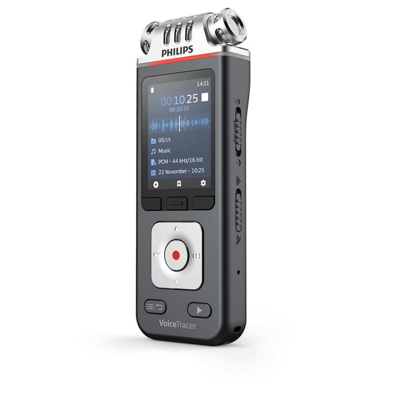 Philips DVT7110 8GB VoiceTracer Digital Voice Recorder with Video-Shooting Kit - Silver / Black