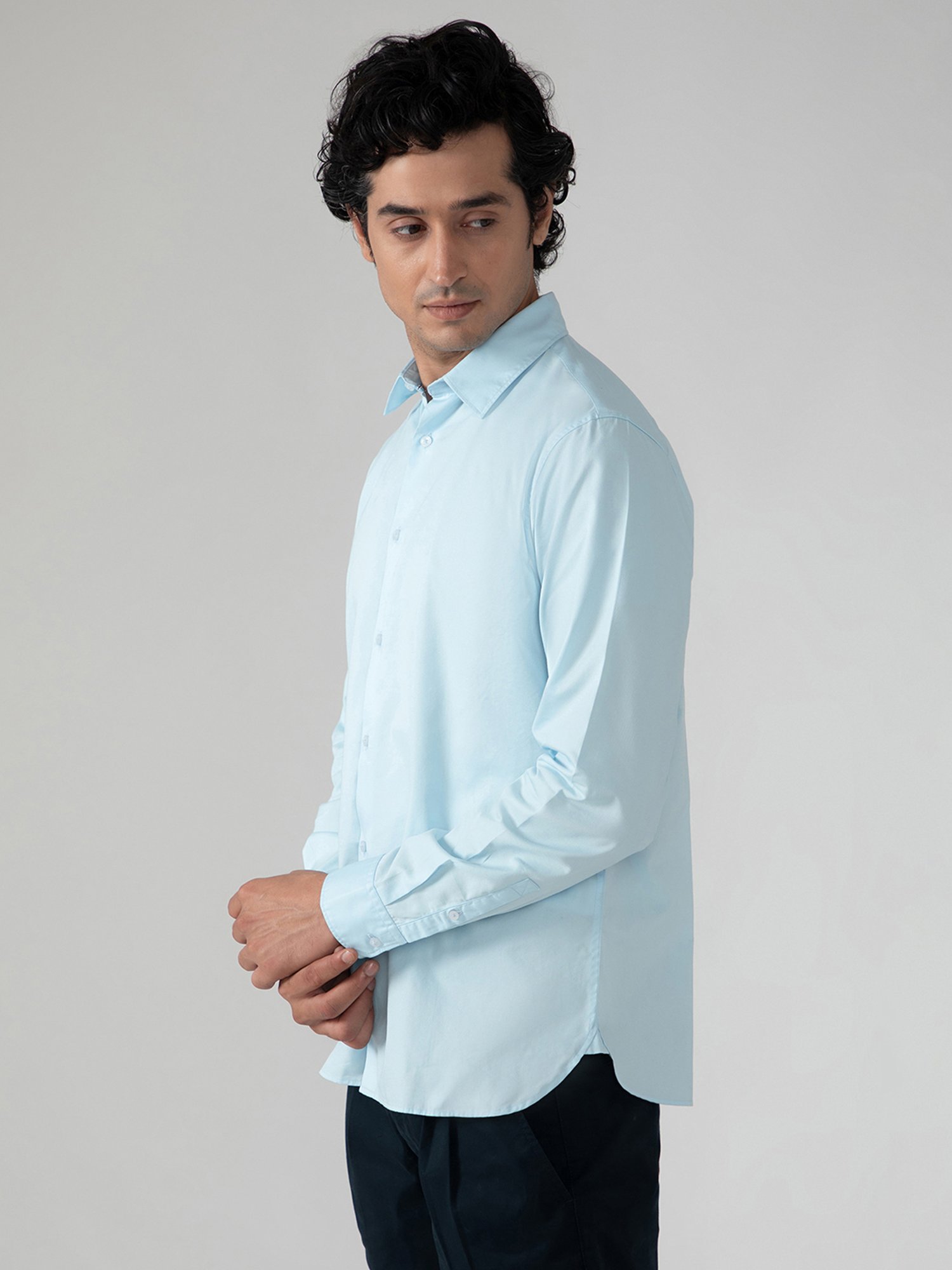 SUBTRACT Sky Blue Regular Fit Shirt