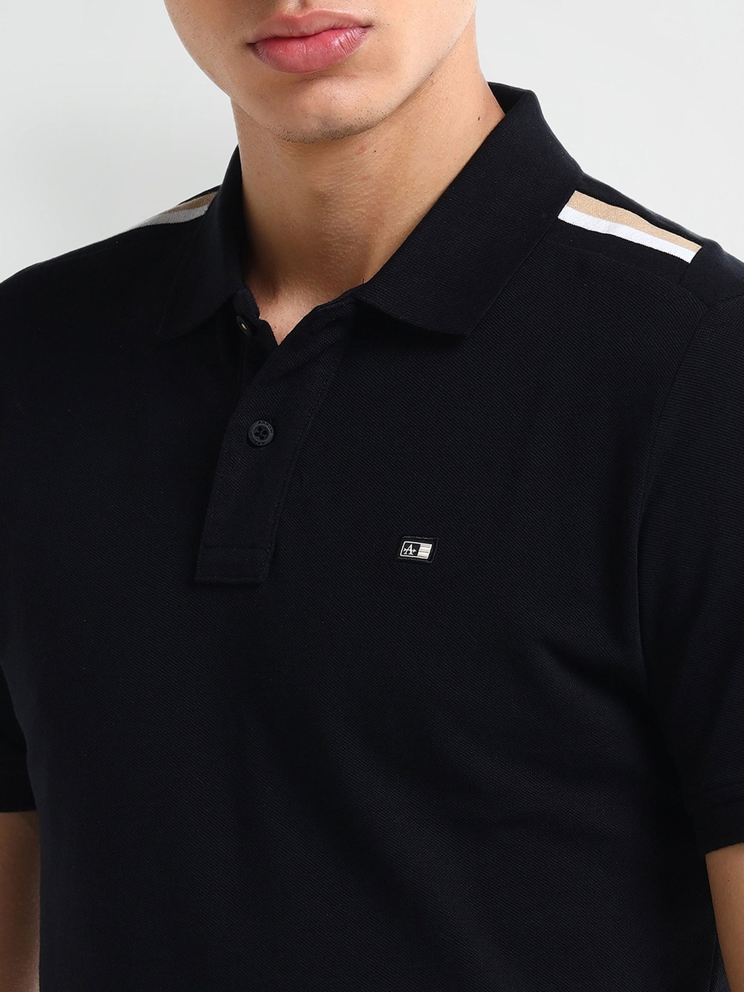 Arrow Blue Regular fit Solid Polo T-Shirt