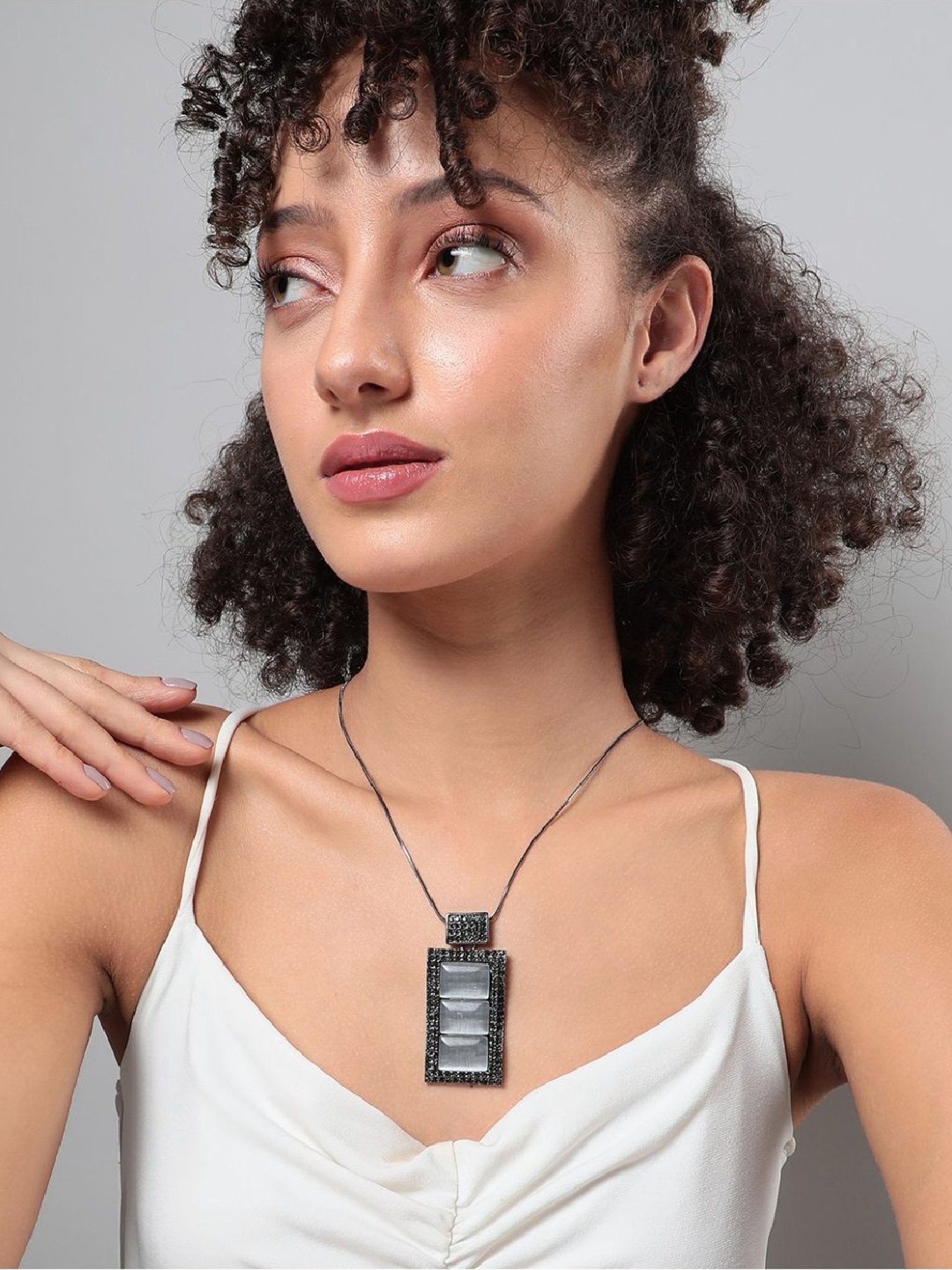 Sohi women's geometric vista pendant moon black