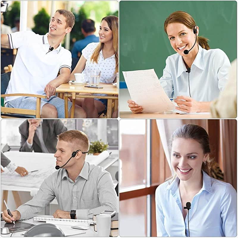 Wireless Microphone System 24G Wireless Microphone TransmitterReceiver Set with Headset Lavalier Lapel Mics Ideal for Teaching WeddingsPresentationsSchool PlayG102