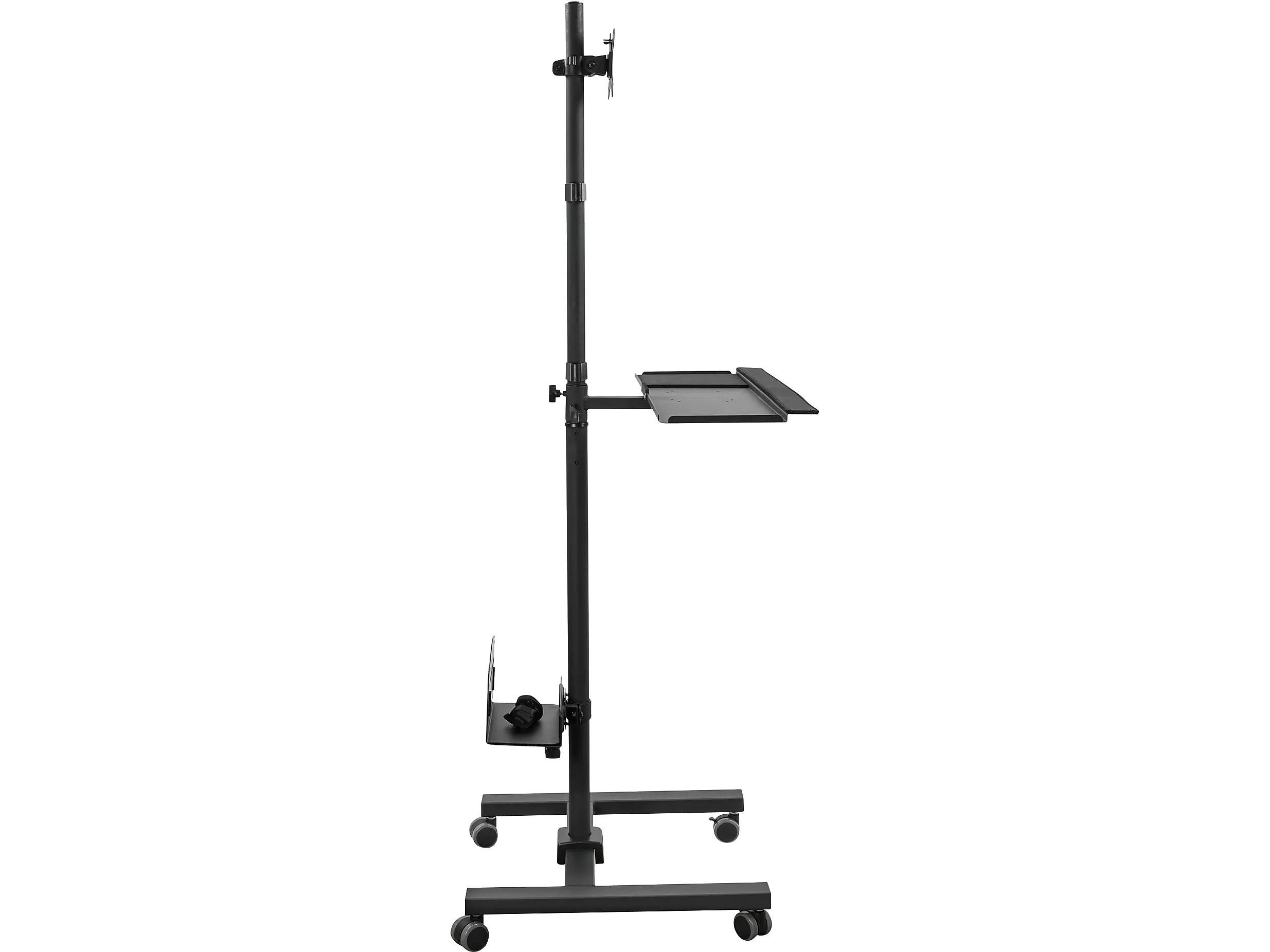 Mount-It! Rolling Computer Cart | Mobile Workstation with Tray Monitor Mount and CPU Holder