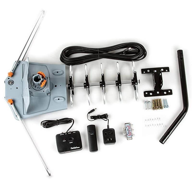 HDTV Antenna Digital Outdoor Antenna 150 Miles Range360 Degree Rotation Wireless RemoteSnapOn Installation Support 5 TVs with Installation kit and Mounting Pole