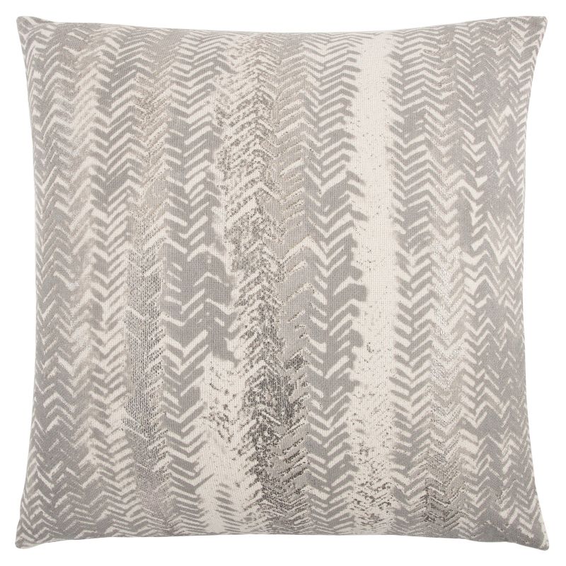 20"x20" Vertical Striped Square Throw Pillow Ivory/Silver - Rizzy Home