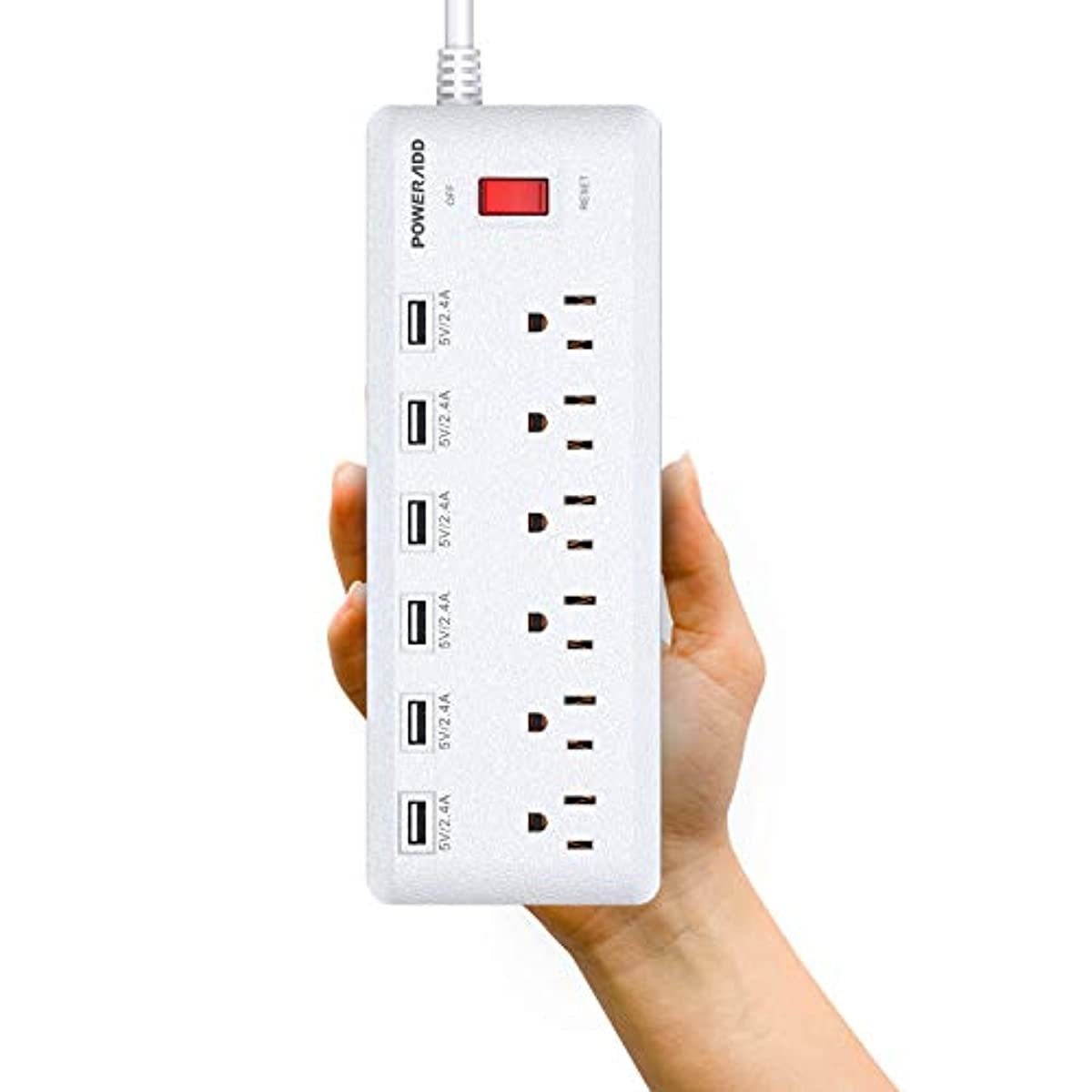 POWERADD Power Strip Surge Protector 6 Outlets & 6 USB Charging Ports, 6ft Heavy Duty Extension Cord, USB Outlet Extender for Home & Office 1625W/13A