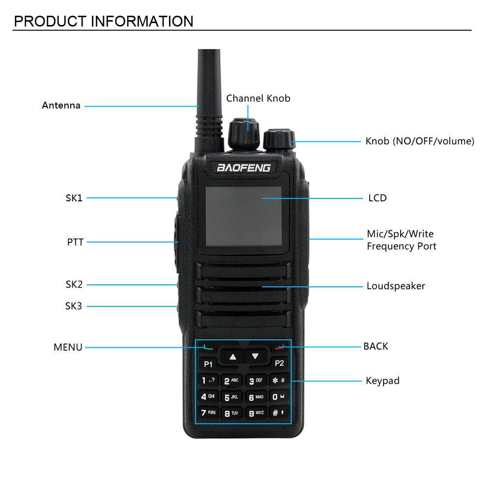 Baofeng DM-1701 Dual Band DMR Digital Radio Walkie Talkie Motorola Hynanda Compatible Black