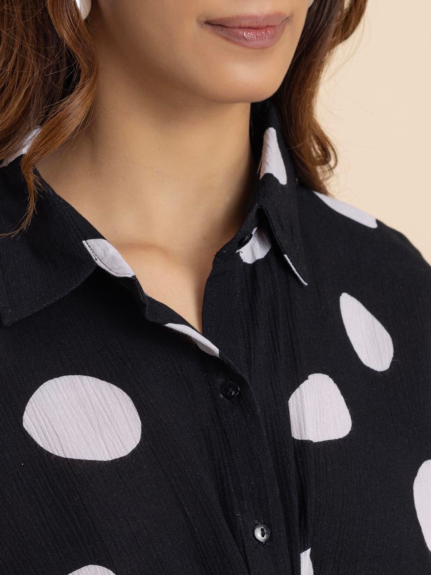 Moomaya Black Polka Dot Shirt